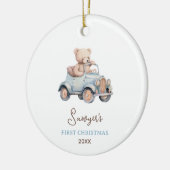 Schattige Beer Baby's eerste kerst Keramisch Ornament (Links)
