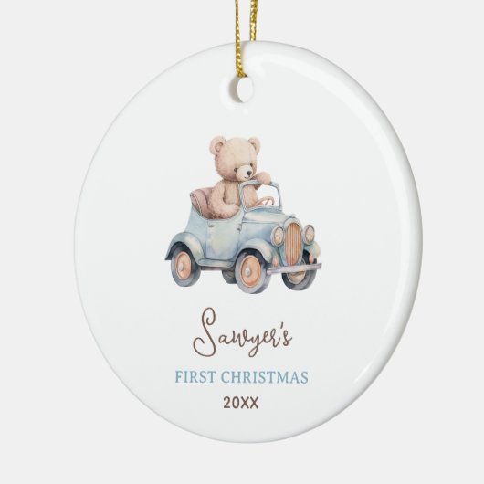 Schattige Beer Baby's eerste kerst Keramisch Ornament (Links)