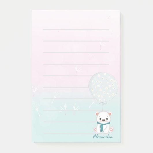 Schattige Beer ballon te doen lijst Waterverf Post-it® Notes (Voorkant)