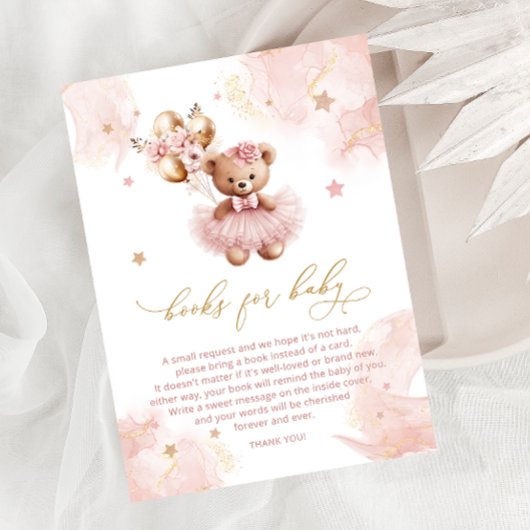 Schattige Beer Ballonnen Baby shower Boeken voor B Informatiekaartje