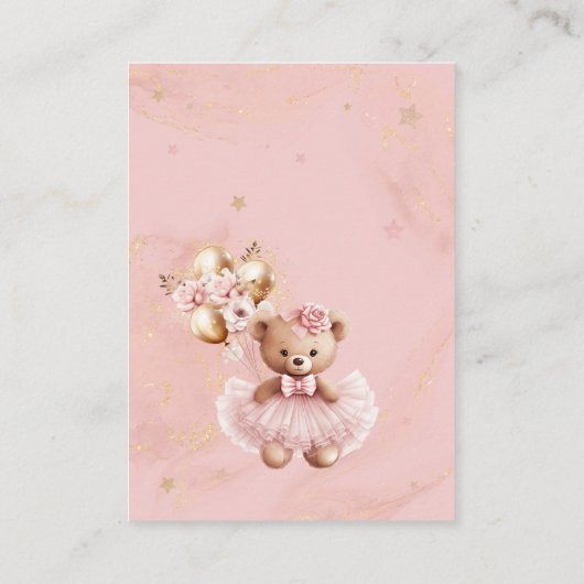 Schattige Beer Ballonnen Baby shower Boeken voor B Informatiekaartje (Achterkant)