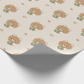 Schattige Beer Barista Cadeaupapier (Hoek)