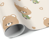 Schattige Beer Barista Cadeaupapier (Rol Hoek)