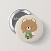 Schattige Beer Barista Ronde Button 5,7 Cm (Voorkant /achterkant)