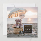 Schattige Beer Beach Sunset zwangerschapsaankondig Kaart (Voorkant)