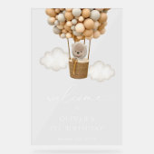 Schattige Beer, beige ballonnen, eerste verjaardag Acryl Bord (Voorkant)