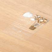 Schattige Beer, beige ballonnen, eerste verjaardag Acryl Uitnodigingen (Laagn)