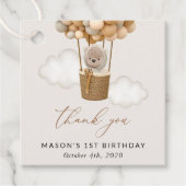 Schattige Beer, beige ballonnen, eerste verjaardag Bedankjes Labels (Voorkant)