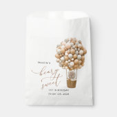 Schattige Beer, beige ballonnen, eerste verjaardag Bedankzakje (Voorkant)