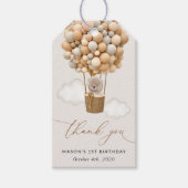 Schattige Beer, beige ballonnen, eerste verjaardag Cadeaulabel (Voorkant)