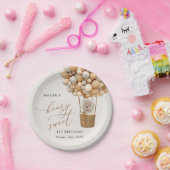 Schattige Beer, beige ballonnen, eerste verjaardag Papieren Bordje (Feest)