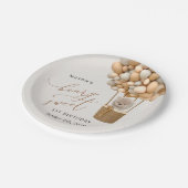 Schattige Beer, beige ballonnen, eerste verjaardag Papieren Bordje (Gekanteld)