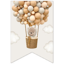 Schattige Beer, beige ballonnen, eerste verjaardag