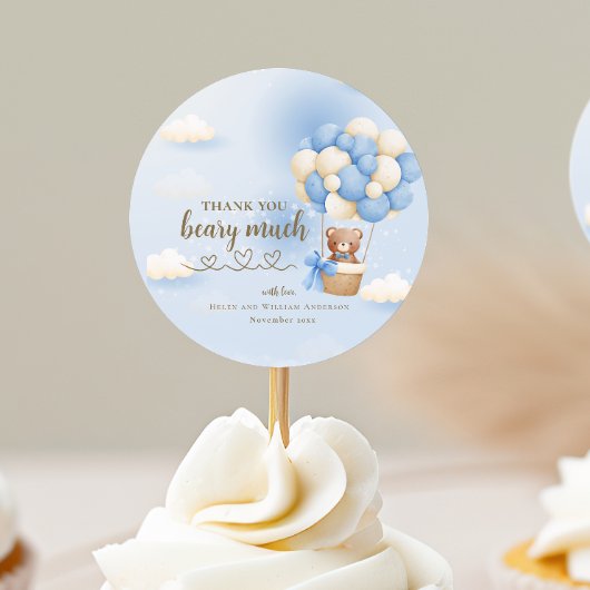 Schattige Beer bericht Baby shower Bedankjes Labels