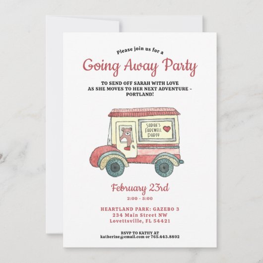 Schattige Beer Bewegende Vrachtwagen die weg Parti Kaart (Voorkant)