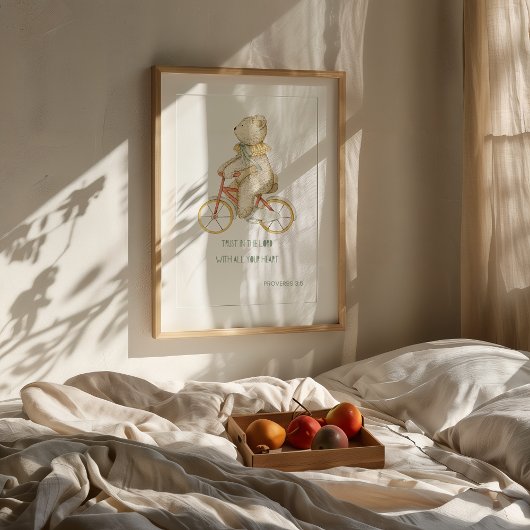 Schattige Beer Bijbelvers Muurkunst Print