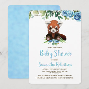 Schattige Beer Blauw Bloemen Greenery Boy Baby sho Kaart