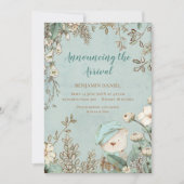  Schattige Beer Bloemen Baby Aankondiging (Voorkant)