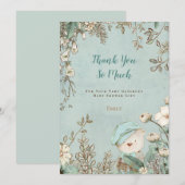  Schattige Beer Bloemen Baby shower Bedankkaart (Voorkant / Achterkant)