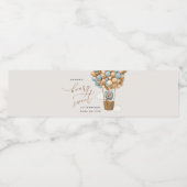 Schattige Beer, Blue Balloons, Eerste Verjaardag Waterfles Etiket (Enkel label)