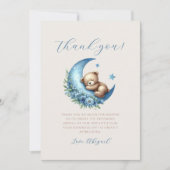 Schattige Beer Blue Moon Baby shower Dank u kaart (Voorkant)