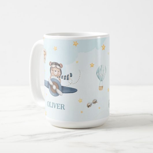 Schattige Beer Blue  Plane Koffiemok (Voorkant links)