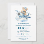 Schattige Beer Blue Plane Time vliegt één 1e verja Kaart (Voorkant)