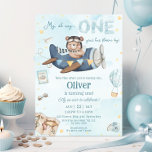 Schattige Beer Blue Plane Time vliegt één 1e verja Kaart<br><div class="desc">Personaliseer deze schattige 1e verjaardagsfeestuitnodiging met uw eigen formulering gemakkelijk en snel. Klik op de knop Bewerken met ontwerpgereedschappen om de tekst, tekst, tekenstijl, tekengrootte en tekenkleur verder te bewerken, meer tekst toe te voegen, afbeeldingen te verplaatsen of te verwijderen. Met een schattig baby-beer op een blauw vliegtuigje en een...</div>