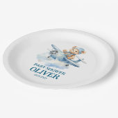 Schattige Beer Blue Plane Time vliegt één 1e verja Papieren Bordje (Gekanteld)