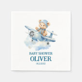 Schattige Beer Blue Plane Time vliegt één 1e verja Servet (Voorkant)