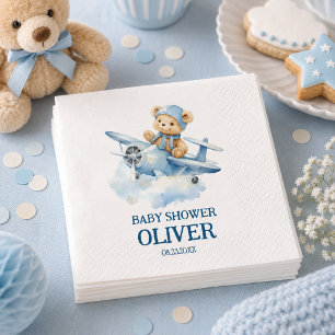 Schattige Beer Blue Plane Time vliegt één 1e verja Servet