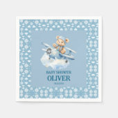 Schattige Beer Blue Plane Time vliegt één 1e verja Servet (Voorkant)