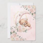 Schattige Beer Blush Ivoor Bloemen Meisje Baby sho Kaart (Achterkant)