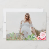 Schattige Beer Blush Roze Bloemen Baby shower Foto Kaart (Achterkant)