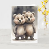 Schattige Beer Broers en Zussen Beste Vrienden Bud Kaart (Gele Bloem)