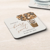 Schattige Beer, bruine ballonnen, eerste verjaarda Bier Onderzetter (Linkerzijde)