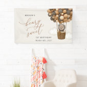 Schattige Beer, bruine ballonnen, eerste verjaarda Spandoek (Insitu)