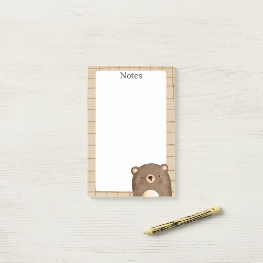 Schattige Beer Cartoon Patroon Post-it® Notes (Op bureau)