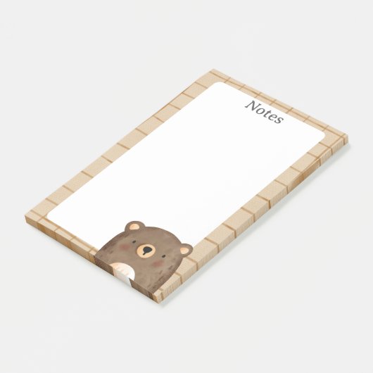 Schattige Beer Cartoon Patroon Post-it® Notes (Schuin)