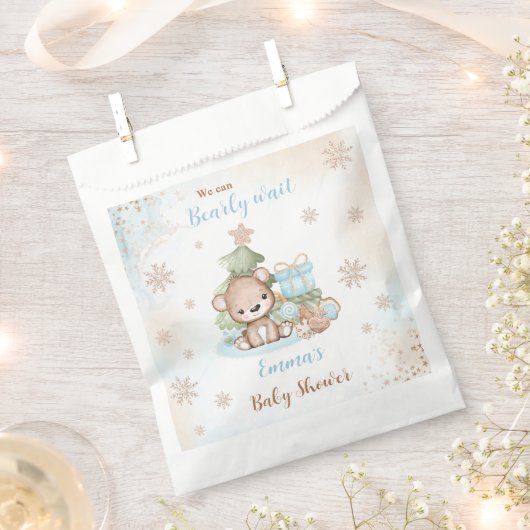 Schattige Beer Christmas Boy Baby shower Favor Bag Bedankzakje (Geknipt)
