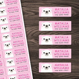 Schattige beer cub aangepaste naam telefoonnummer labels
