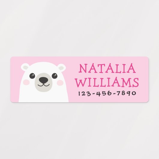 Schattige beer cub aangepaste naam telefoonnummer labels (Design 1)