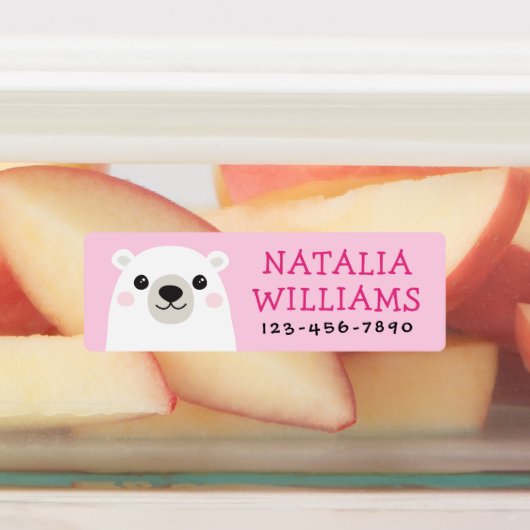 Schattige beer cub aangepaste naam telefoonnummer labels (Aangebracht)