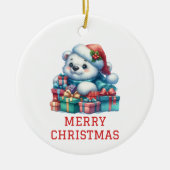 Schattige Beer Cub Christmas Keramisch Ornament (Voorkant)