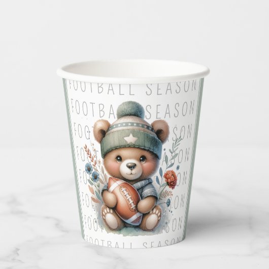 Schattige Beer Custom Football Papieren Bekers (Voorkant)