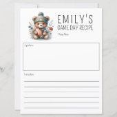 Schattige Beer Custom Recept 8.5x11 Kaart (Voorkant)