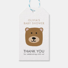 Schattige Beer Dank u Baby shower Cadeaulabel