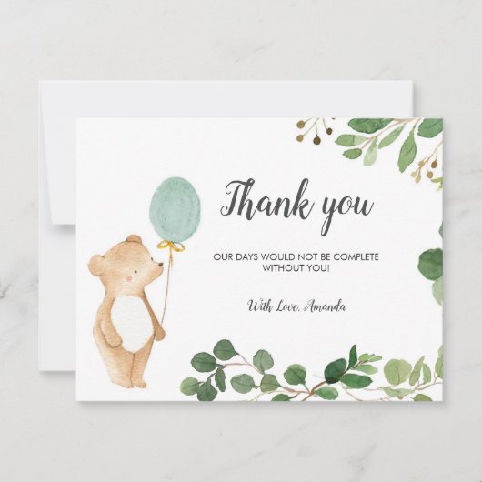 Schattige Beer Dank u kaart (Voorkant)