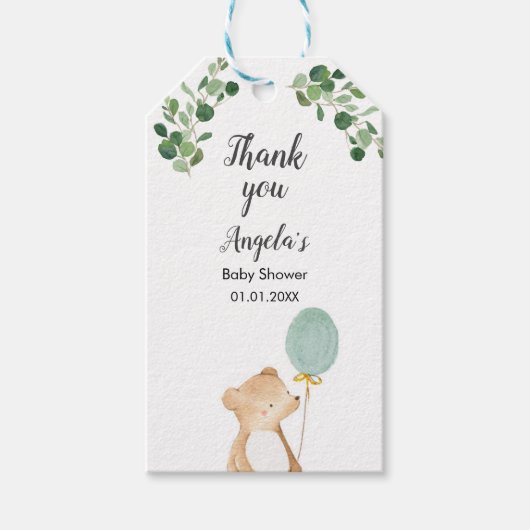 Schattige Beer Dank u Label. Cadeaulabels (Voorkant)