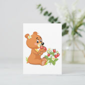 schattige beer die aardbeien eet briefkaart (Staand voorkant)